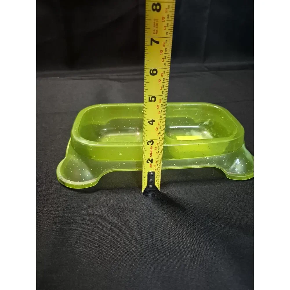 Divided Bowl Green Non-Skid Food & Water Pet Cat Dog Bowl 16oz Divided Dish